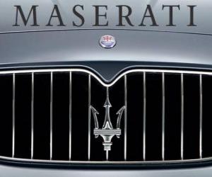 пазл Maserati логотип, итальянский спортивный автомобиль бренда